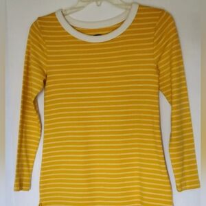 Old Navy Yellow and White Striped Long Sleeve Top